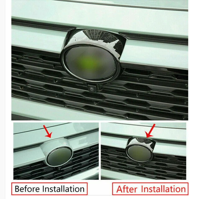 Black Front grille Logo Emblem Badge Frame Cover Trim For Toyota RAV4 2019-2023