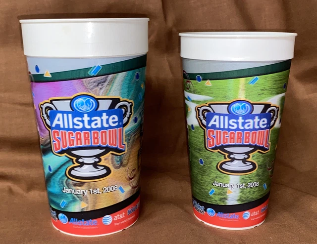 LOT OF 2 2008 Sugar Bowl Georgia Bulldogs vs Hawaii Hologram Stadium Cups UGA