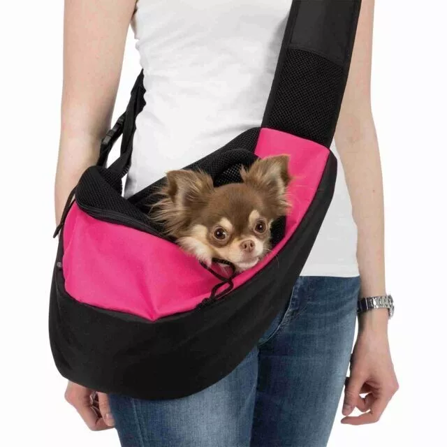 Sac ventral pour petit chien Trixie rose/noir neuf