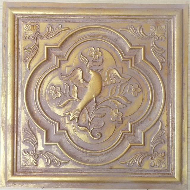 2x2 Ceiling tile faux tin vintage brown gold decor wall panels PL39 10pcs/lot