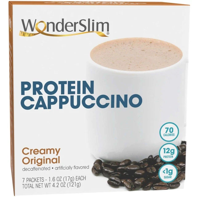 Wonderslim Protein Cappuccino, Creamy Original, 70 Calories, 12G Protein, 1G Sug