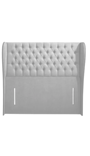 54" inch Floor Standing Wing Design Headboard in CRUSHED VELVET with Buttons