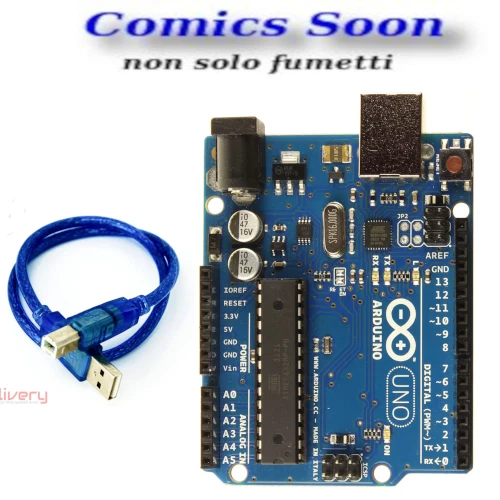 Originale Scheda di sviluppo Arduino Uno Rev.3 ATMega328 CPU Zoccolata+cavo 30cm
