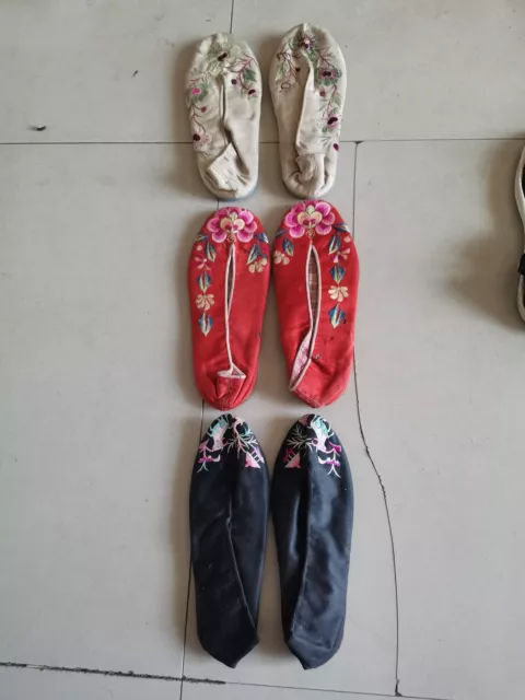 Three pairs of embroidered shoes from the period of the Republic of China