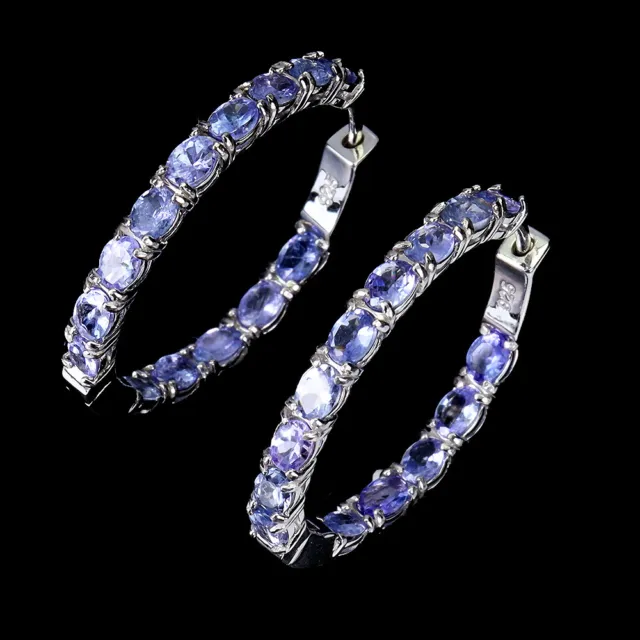 Ovale Tanzanite Bleue 4x3mm Pierre Précieuse 925 Argent Sterling Bijoux Boucles