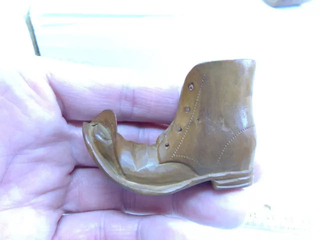 Vintage Pair of Folk Art Carved Wood Boots 3