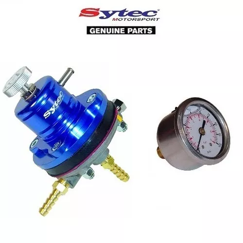 Sytec Msv Racing Kraftstoffdruckregler - Einstellbar 2-6 Bar (Blau) + Kraftstoffmessgerät