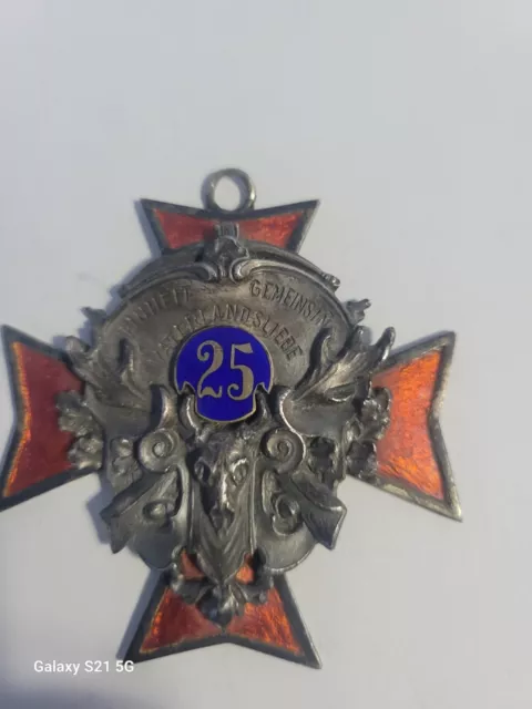 German Medal 1925 Unknown Porcelain Crest Patriotism Fatherland Ex. Bruun SIlver