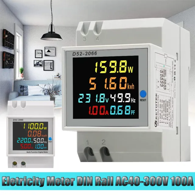 Stromzähler für DIN Hutschiene Zwischenzähler Digital Wechselstromzähler AC 300V