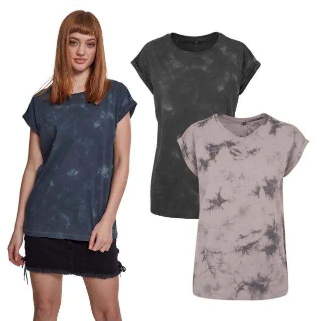 Build your Brand Femmes Batique Dye Extended Épaule T-Shirt Haut Shirt