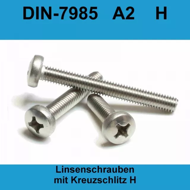 M4 DIN 7985 A2 Edelstahl Linsenschrauben Linsenkopfschrauben Kreuzschlitz H M4x