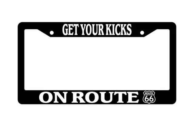 Black License Plate Frame GET YOUR KICKS ON ROUTE 66 Auto Accessory