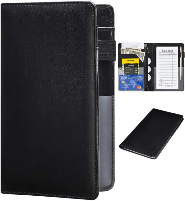 Server Books for Waitress - Leather Waiter Book Server Wallet with Zipper Pocket
