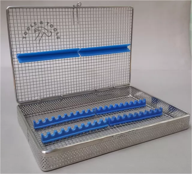 Perforated Mesh Sterilisation Cassette Rack Tray 20 Dental Instruments Autoclave 3