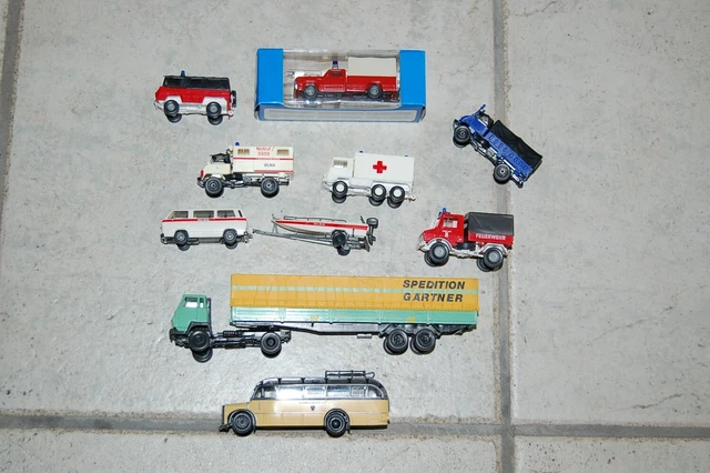 KONVOLUT MODELLAUTO ROCO 187 Steyr VW Unimog THW Gärtner Feuerwehr