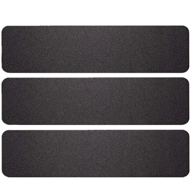 3 Pack Large 6 Inch x 24 Inch Non Slip Stair Treads Black High Traction Adhesive