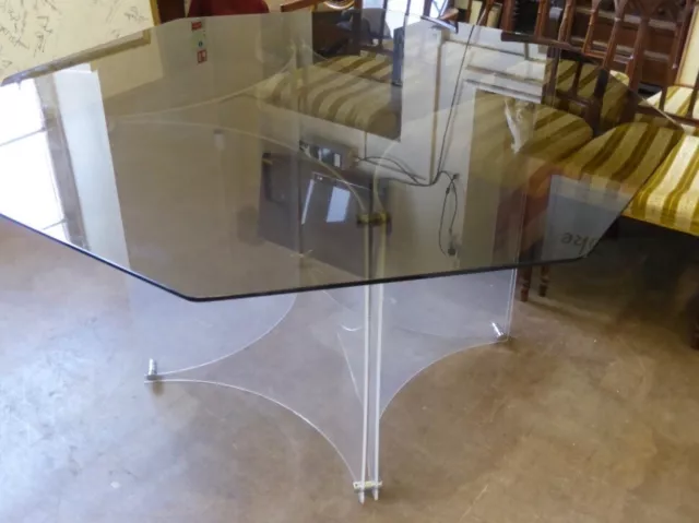 Italian Alessandro Albrizzi Lucite Glass Dining Table