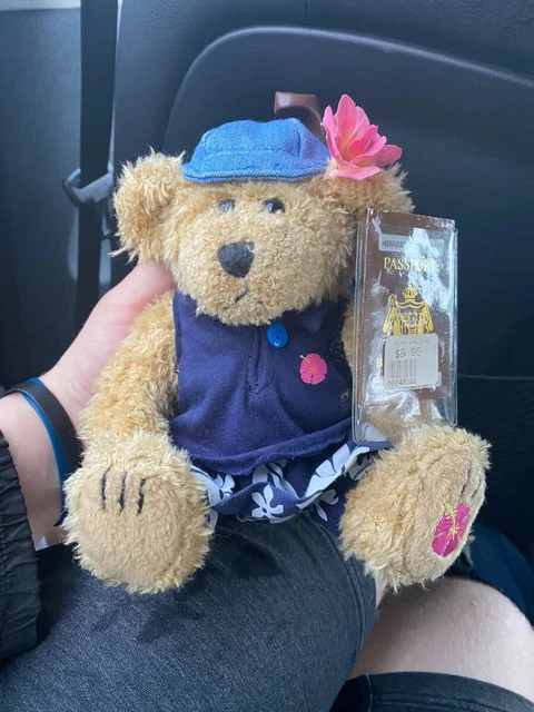 Hawaiian Collectible Bearfoot Passport Plush Teddy Bear Kakahiaka Golfer 7" New