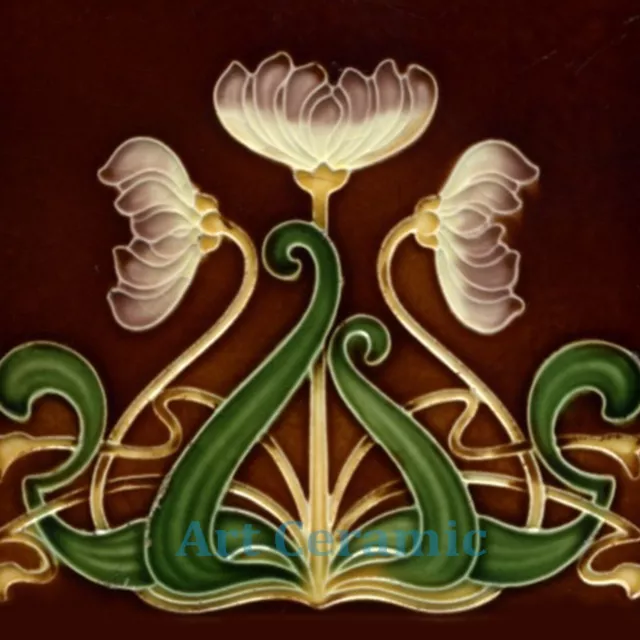 Art Nouveau Ceramic wall fireplace tile #00018