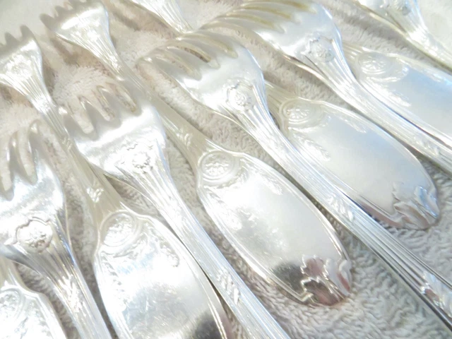1900 french silver-plated 12 dinner forks Christofle empire st Delafosse 21,5cm