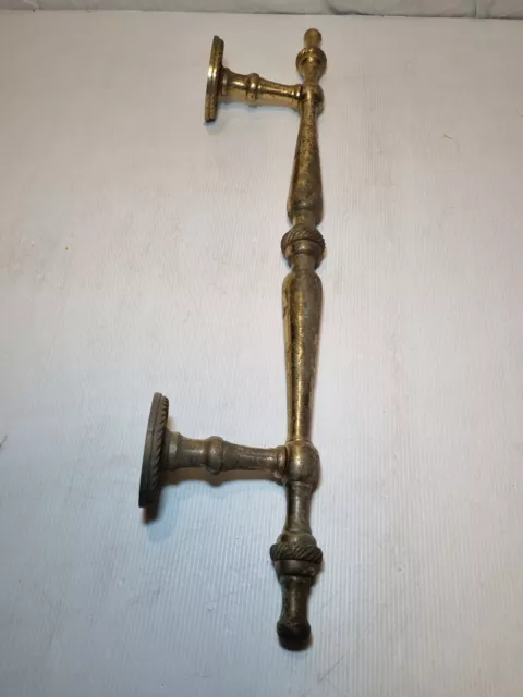 Vintage Solid Brass Door Handle Very Large - 60cm Long - Condition In Photos