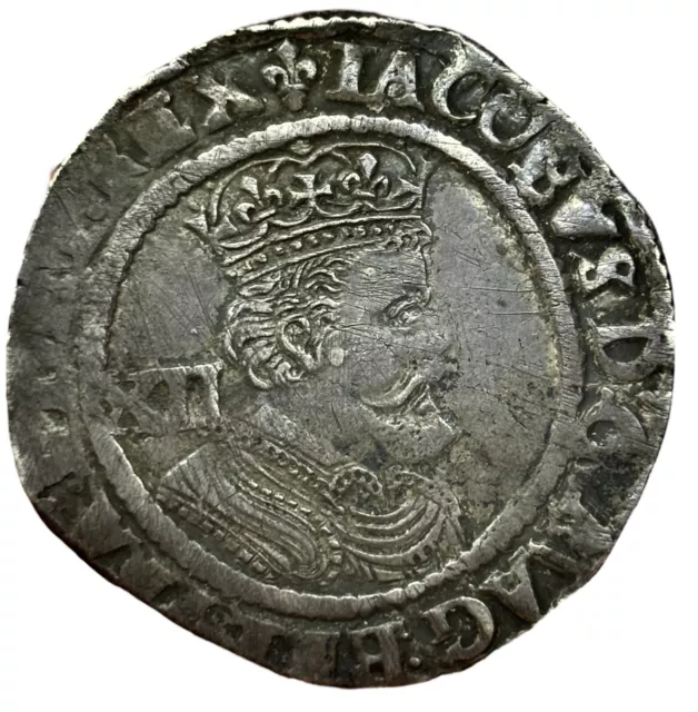 James I Hammered Silver Shilling Lis Mint Mark Stuart Coin