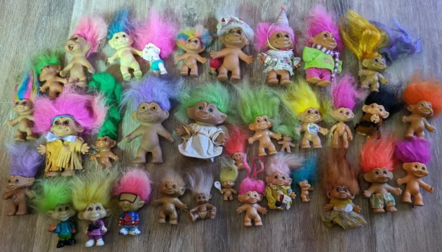 Lot of 35 Vintage Trolls - Multiple Sizes - Mostly Russ