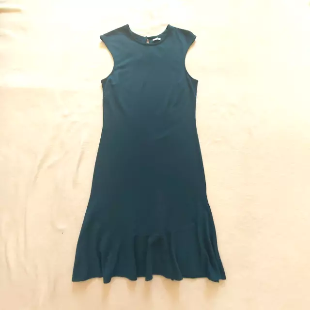 Jigsaw NEW sleeveless frill hem dress Teal Cotton blend stretch jersey UK 10