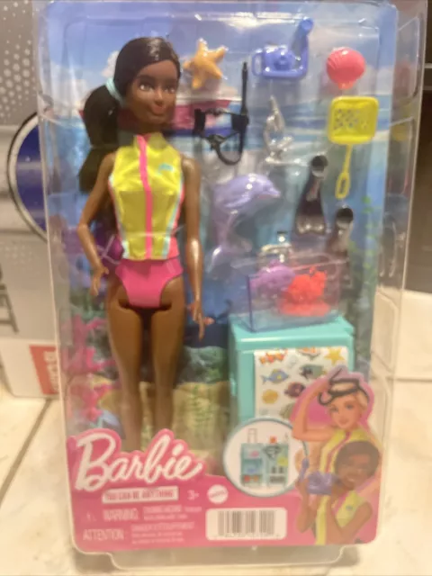 Barbie Marine Biologist Doll & 10+ Accessories, Mobile Playset  NEW 3+