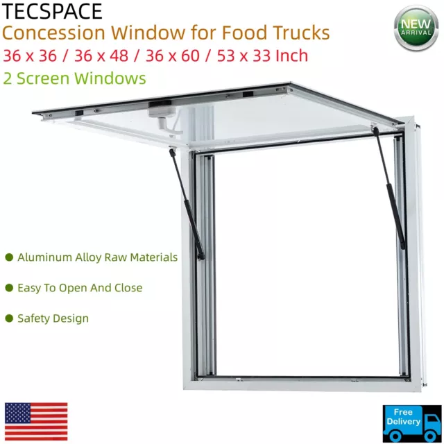 Ginkman 4 Sizes Concession Window for Food Trucks with 2 Screen Windows