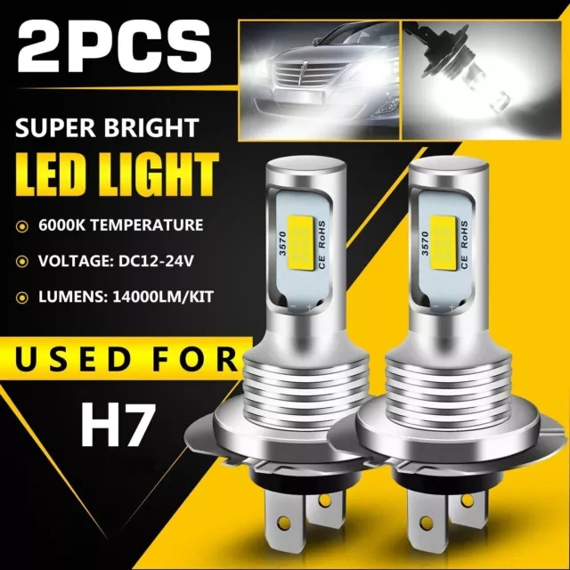 2X H/7 LED Scheinwerfer Kit 160W Fern OR Abblendlicht COB 6000K VS Xenon Halogen