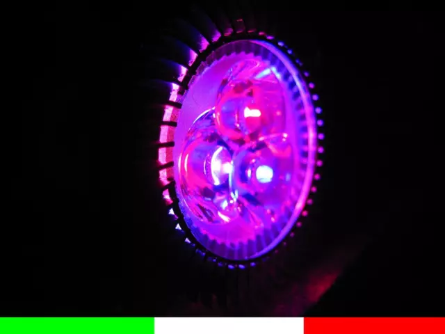 GROW e27 3x1w LED 3w LAMPADINA FARETTO EDISON CRESCITA PIANTE IDROPONICA E5E2