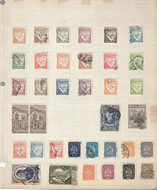 PORTUGAL Collection 1926 to modern mostly Used 5 Album pages values up to $5.00+ 2