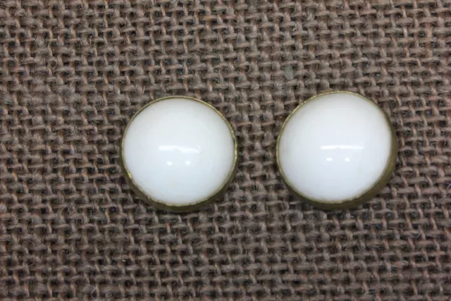 2 old Picture Nail screw head Covers hangers white porcelain vintage 3/4”
