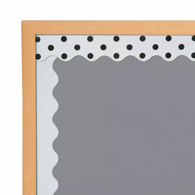 Double-Sided Solid & Polka Dot Bulletin Board Borders, White, 12 Pieces