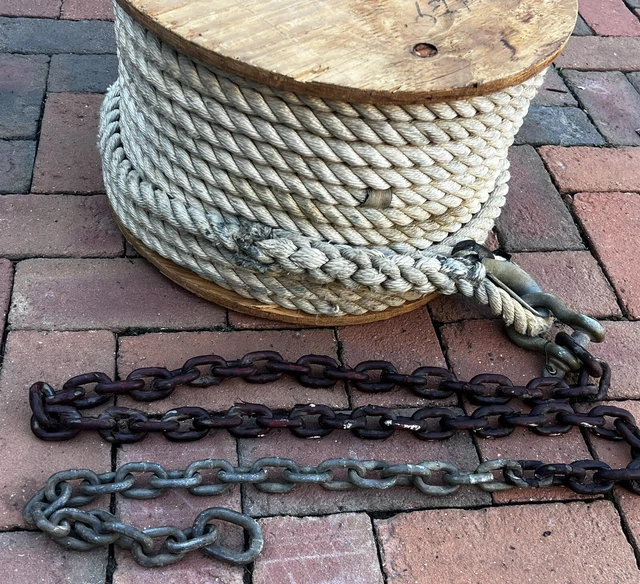 185’ DOCK ROPE 1” Thick+6’ Tie Anchor Chain Tow Heavy Duty Twisted