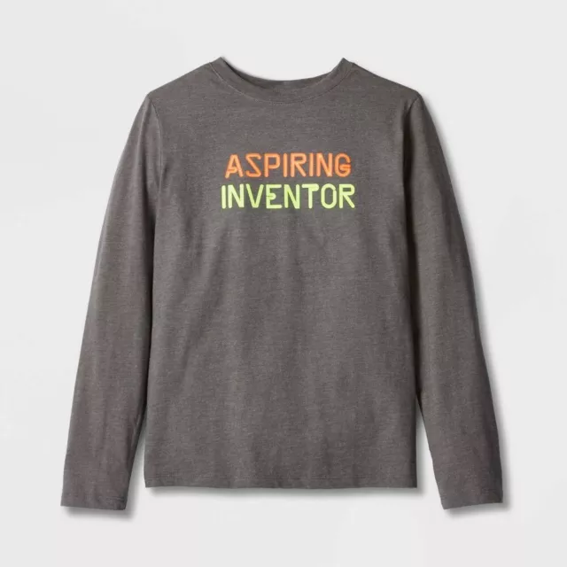 Boys' 'Aspiring Inventor' Long Sleeve Graphic T-Shirt - Cat & Jack Gray XS 4/5