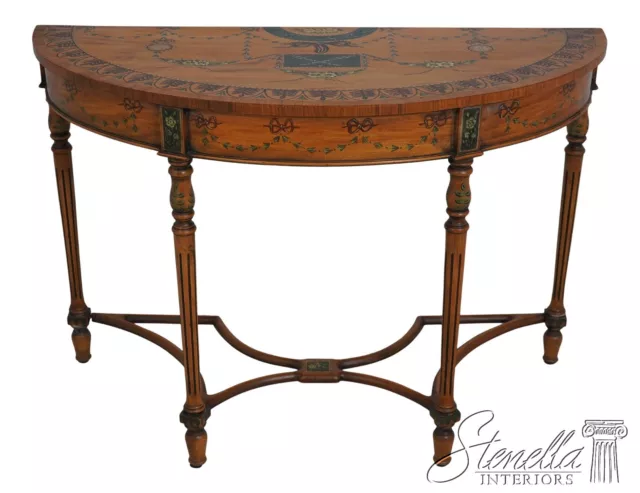 L63569EC: Adams Satinwood Paint Decorated Demilune Console Table