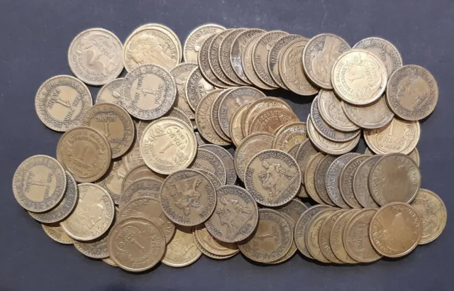 Lot de 100 Pièces De Monnaies Françaises 1 francs ( Voir description ) (bis)