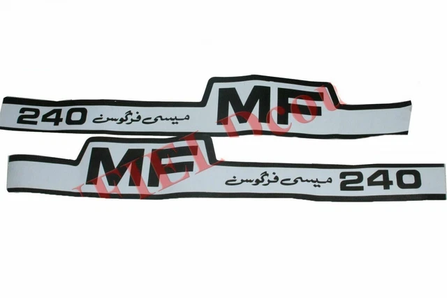 Massey Ferguson 240 Tracteur Capot Côté Décalque Emblème Autocollant Set ECS