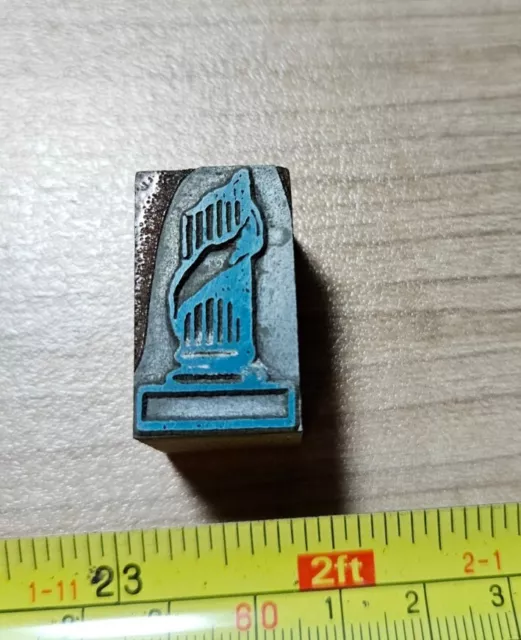 Vintage Letterpress Printing Block Building Column