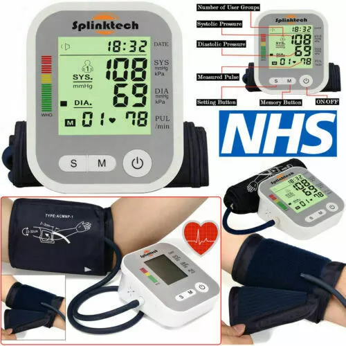 180 Memory Digital Blood Arm Pressure Monitor Meter Automatic Upper Intellisense