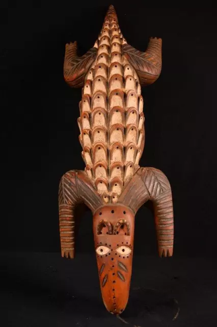 19813 An Authentic African Lega Crocodile Statue DR Congo