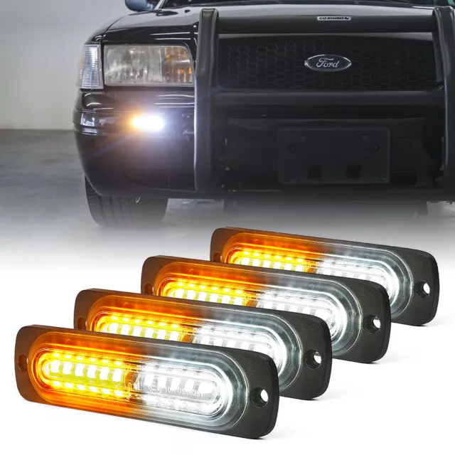 Xprite 4PCS LED Side Marker Strobe Lights Bumper Flash Emergency Warning Hazard
