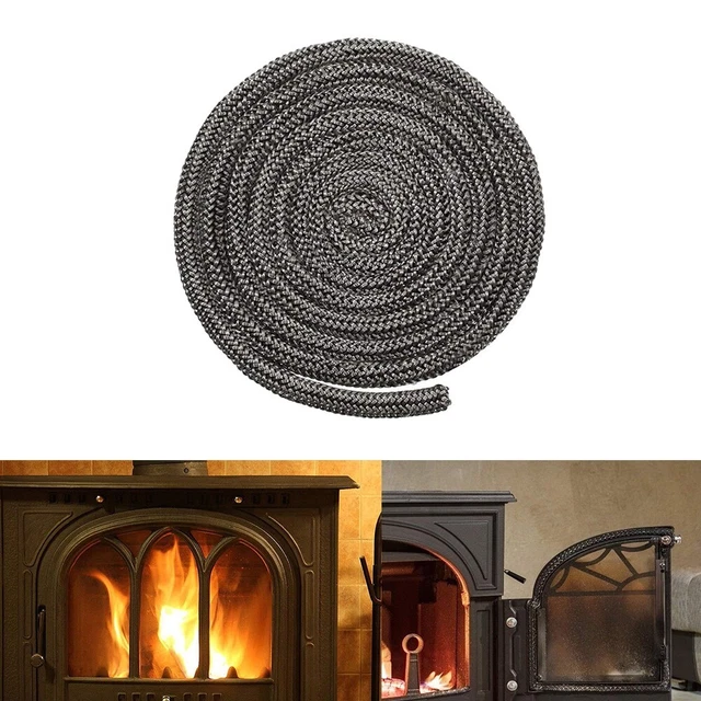 BLACK STOVE/FIRE ROPE Wood Burning Stove 12mm 2m Length Log Burner/Door