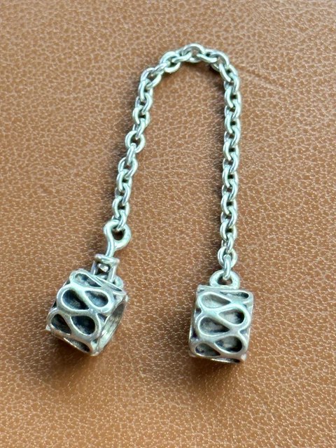 Authentic Pandora Moments Raindrop Safety Chain/Charm/Bead Silver 925 ALE