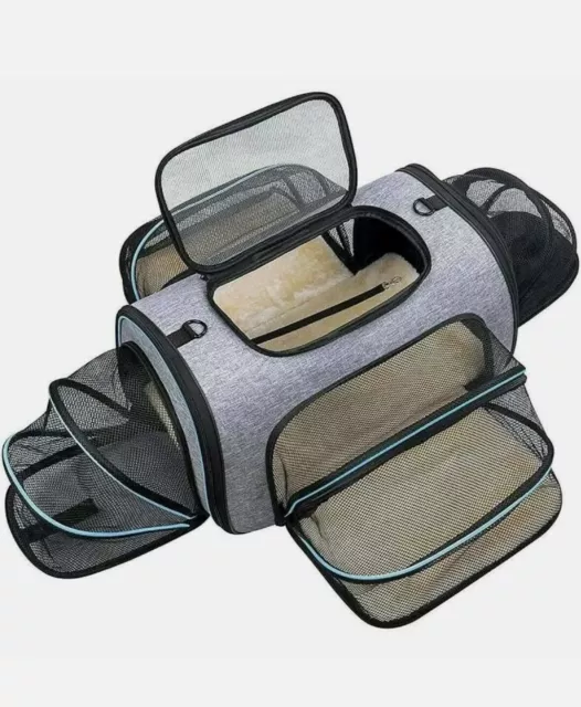 Siivton Pet Carrier for Cat, Puppy, Portable Four-sides Expandable Airline Cat