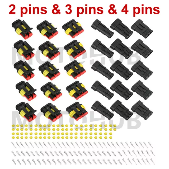 15 Kits 2+3+4 Pins Way Car Super Seal Waterproof Electrical Wire Connector Plug