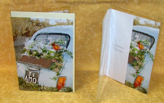 BIGLIETTO AUGURI PROMESSA Matrimonio con tasca porta soldi e busta