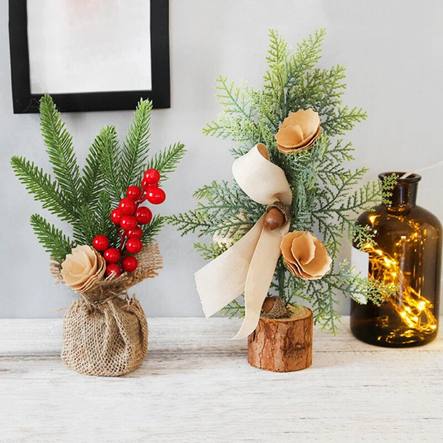 Tabletop Mini Christmas Tree Desk Table Ornament Home Decor Small Xmas Presents